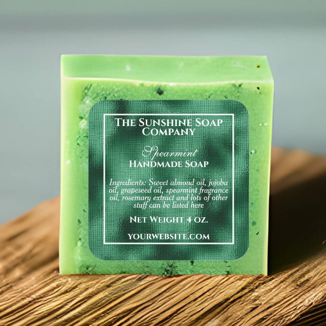 Adesivo Quadrado Estilo de vinheta, sabão verde e cosméticos (Criador carregado)