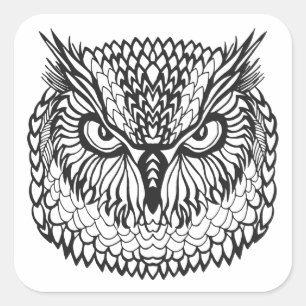 Adesivo Quadrado Estilo Eagle Owl Head