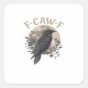 Adesivo Quadrado Estilo Gráfico Divertido de Ave Corvo F Caw F