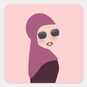 Adesivo Quadrado Estilo islâmico da senhora do hijab do muslima do