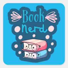 Adesivo Quadrado Estilo Kawaii da Pilha de Livros Cuxos
