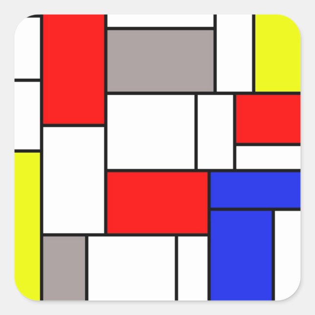 Adesivo Quadrado estilo Mondrian (Frente)