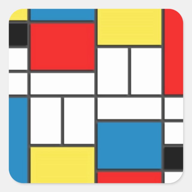 Adesivo Quadrado Estilo Mondrian (Frente)