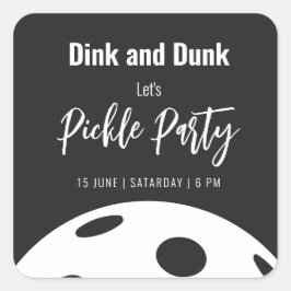 Adesivo Quadrado Estilo Retro Neon Black Themed Pickleball Birday