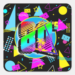 ADESIVO QUADRADO ESTILO RETRÔ VINTAGE DOS ANOS 80