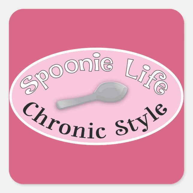 Adesivo Quadrado Estilo Spoonie - Rosa (Frente)