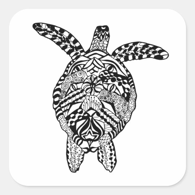 Adesivo Quadrado Estilo Tartaruga (Frente)