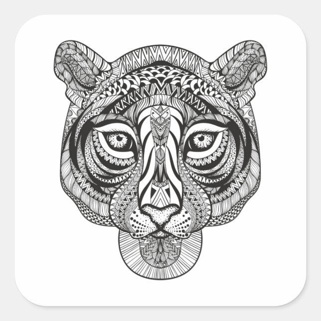 Adesivo Quadrado Estilo Tigre (Frente)