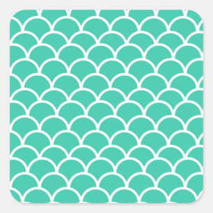 Adesivo Quadrado Estilos de peixes azuis