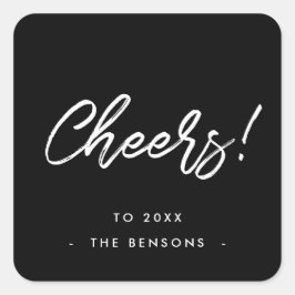 Adesivo Quadrado Estipografia moderna branca e negra de Ano Novo