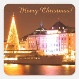 Adesivo Quadrado Éstocolmo, suecia no Natal na noite