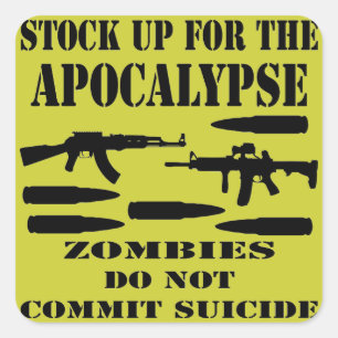 Adesivo Quadrado Estoque-Se Para Os Zombies Apocalypse Não Se Comp