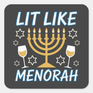 Adesivo Quadrado Estou Aceso Como Menorá Hanukkah Menorá Judaica Fe
