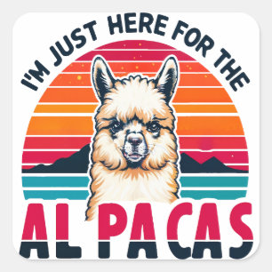 Adesivo Quadrado Estou aqui para os amantes alpacas engraçados