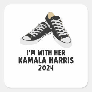 Adesivo Quadrado Estou com Kamala Harris Support Kamala Harris