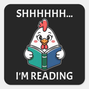 Adesivo Quadrado Estou lendo livro lendo livro de frango