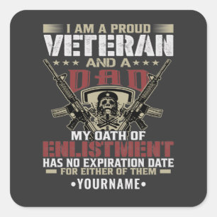 Adesivo Quadrado Estou Orgulhoso de ser um Veterano e um Pai