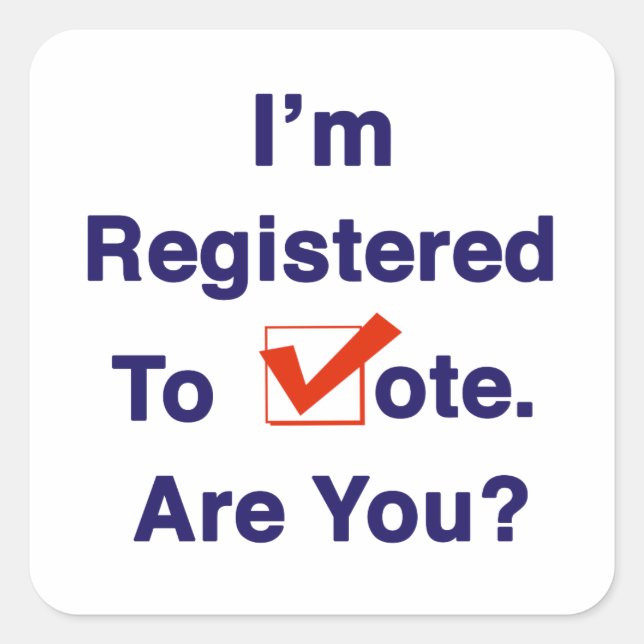Adesivo Quadrado Estou registrado para a votação de 2026 (Frente)