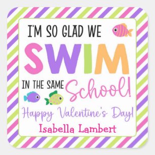 Adesivo Quadrado Estou tão feliz por termos Natação no mesmo Namora