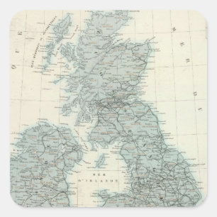 Adesivo Quadrado Estrada de ferro e canais de ilhas britânicas