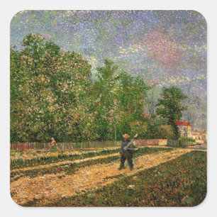 Adesivo Quadrado Estrada de Paris com Camponês por Vincent van Gogh