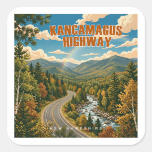 Adesivo Quadrado Estrada Kancamagus New Hampshire Arco-íris