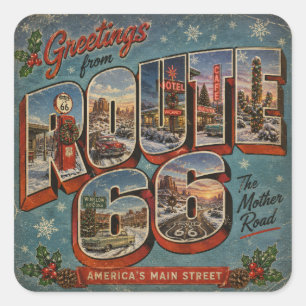 Adesivo Quadrado Estrada Mãe Retro Inverno Gráfica de Letra Grande