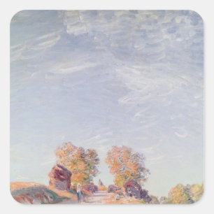 Adesivo Quadrado Estrada subida de Alfred Sisley na luz do sol