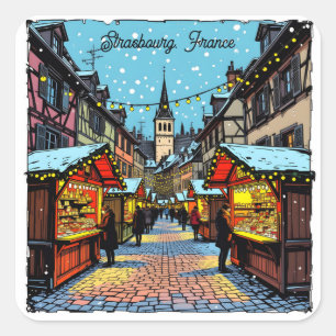 Adesivo Quadrado Estrasburgo, França Natal