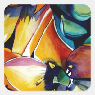 Adesivo Quadrado Estrela Amarela de Bethlehem flor aquarela