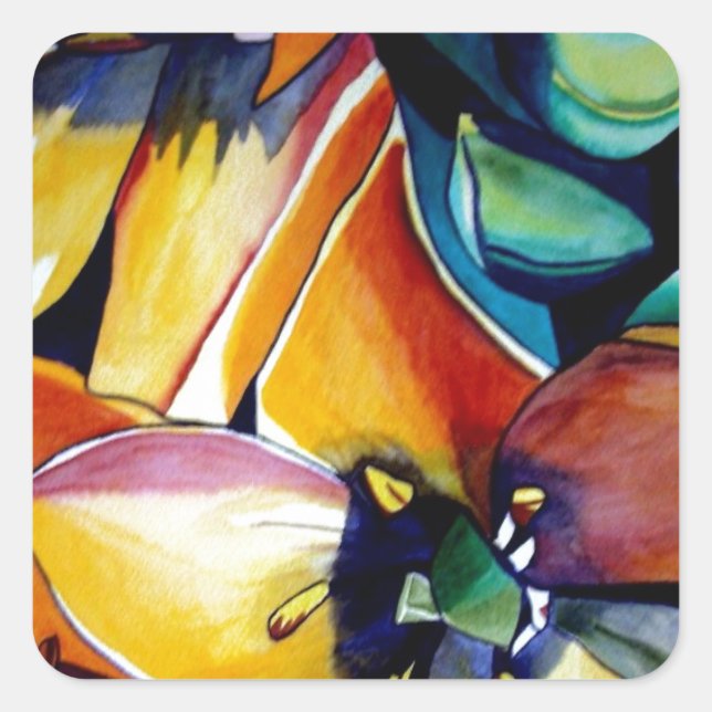 Adesivo Quadrado Estrela Amarela de Bethlehem flor aquarela (Frente)