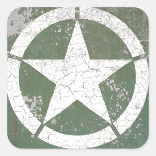 Adesivo Quadrado Estrela branca Roundel do círculo rústico