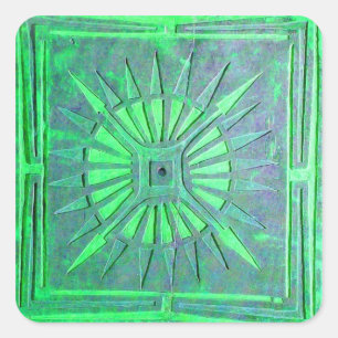 Adesivo Quadrado ESTRELA DA MANHÃ, azul, claro, verde