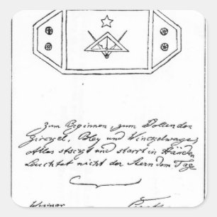 Adesivo Quadrado Estrela de brilho sobre o quadrado e o compasso e