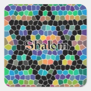 Adesivo Quadrado Estrela de David-Colorful Mosaic-Shalom