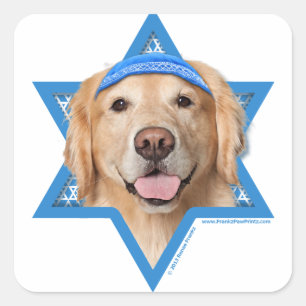 Adesivo Quadrado Estrela de David de Hanukkah - golden retriever -