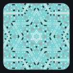 Adesivo Quadrado Estrela de David Hanukkah Stickers<br><div class="desc">Adorável adesivos aqua Hanukkah apresentando uma estrela abstrato mandala de padrão David. Desenhada por Susan Silva.</div>