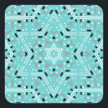 Adesivo Quadrado Estrela de David Hanukkah Stickers<br><div class="desc">Adorável adesivos aqua Hanukkah apresentando uma estrela abstrato mandala de padrão David. Desenhada por Susan Silva.</div>