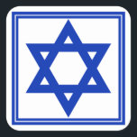 Adesivo Quadrado Estrela de David Sticker<br><div class="desc">Um adesivo quadrado com uma imagem de uma estrela azul profunda de David e uma borda azul dupla em branco. Veja o adesivo redondo correspondente,  o confetti,  a etiqueta e o papel de embalagem. Veja toda a coleção do Chanucá Sticker na categoria CARDS & STICKERS na seção HOLIDAYS.</div>