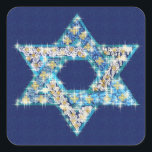 Adesivo Quadrado Estrela decorada com gem de David<br><div class="desc">Gemas e cinzas preenchendo a forma da Estrela de David fazem disso um presente muito especial para você ou amigos e família deste Chanucá.</div>