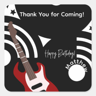 Adesivo Quadrado Estrela do Rock Musical Guitarra Elétrica Aniversá