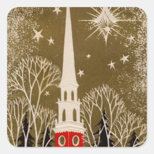 Adesivo Quadrado Estrela e Steeple do Natal no ouro
