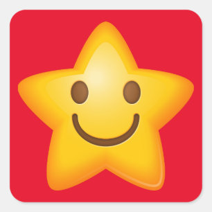 Adesivo Quadrado Estrela feliz Emoji