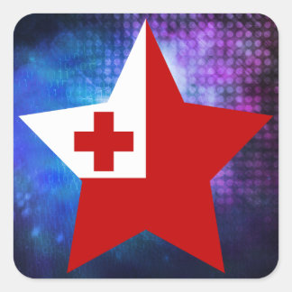 Adesivo Quadrado Estrela legal da bandeira Tonga
