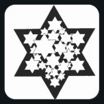 Adesivo Quadrado Estrela Multiestrelas de David<br><div class="desc">Estrela Negra de David com muitas estrelas brancas no centro.</div>