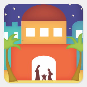 Adesivo Quadrado Estrela sobre a Natal de Belém