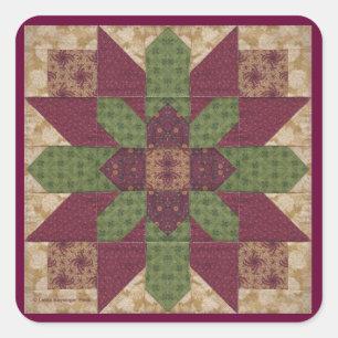Adesivo Quadrado Estrela verde acolchoada de Borgonha