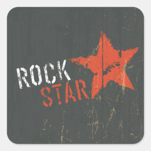 Adesivo Quadrado Estrela Vermelha de Rock Star Abalada