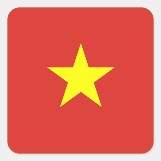 Adesivo Quadrado Estrela vietnamita com bandeira do Vietname (Frente)