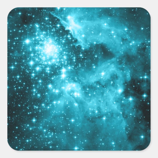 Adesivo Quadrado Estrelas Celestiais Aqua Teal (Frente)